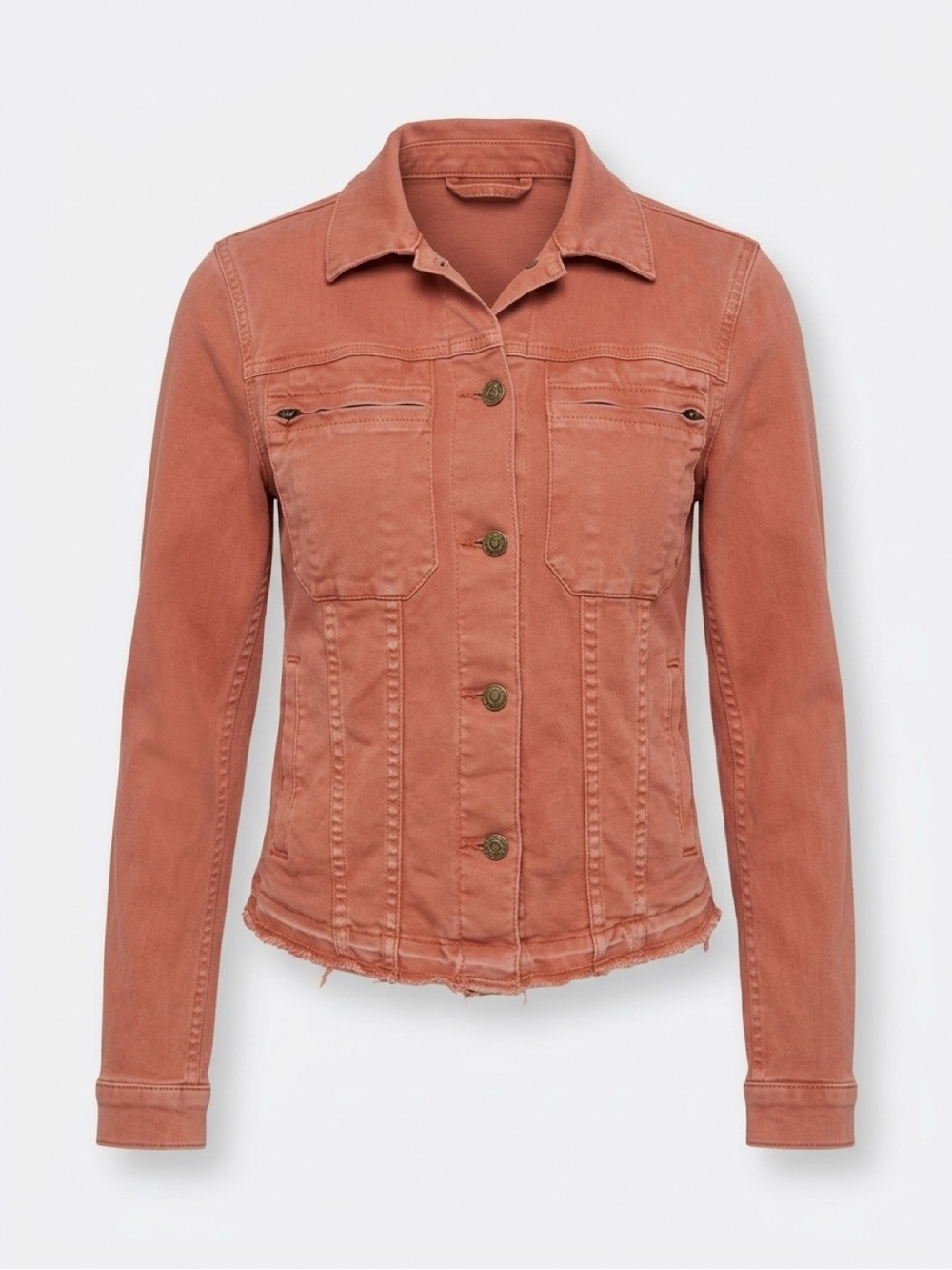 7 For All Mankind Distressed Rust-Colored Denim Jacket